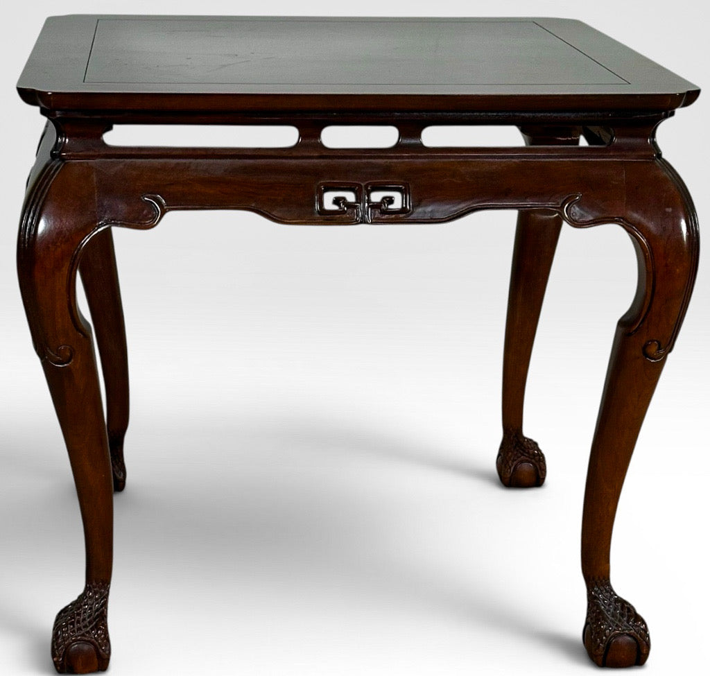 Vintage Drexel Heritage Ming Treasure Burlwood Asian Modern Side Table