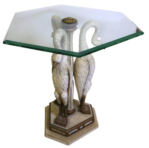 Vintage Mid-Century Italian Neoclassical Hand-Carved Giltwood Swan Accent Table