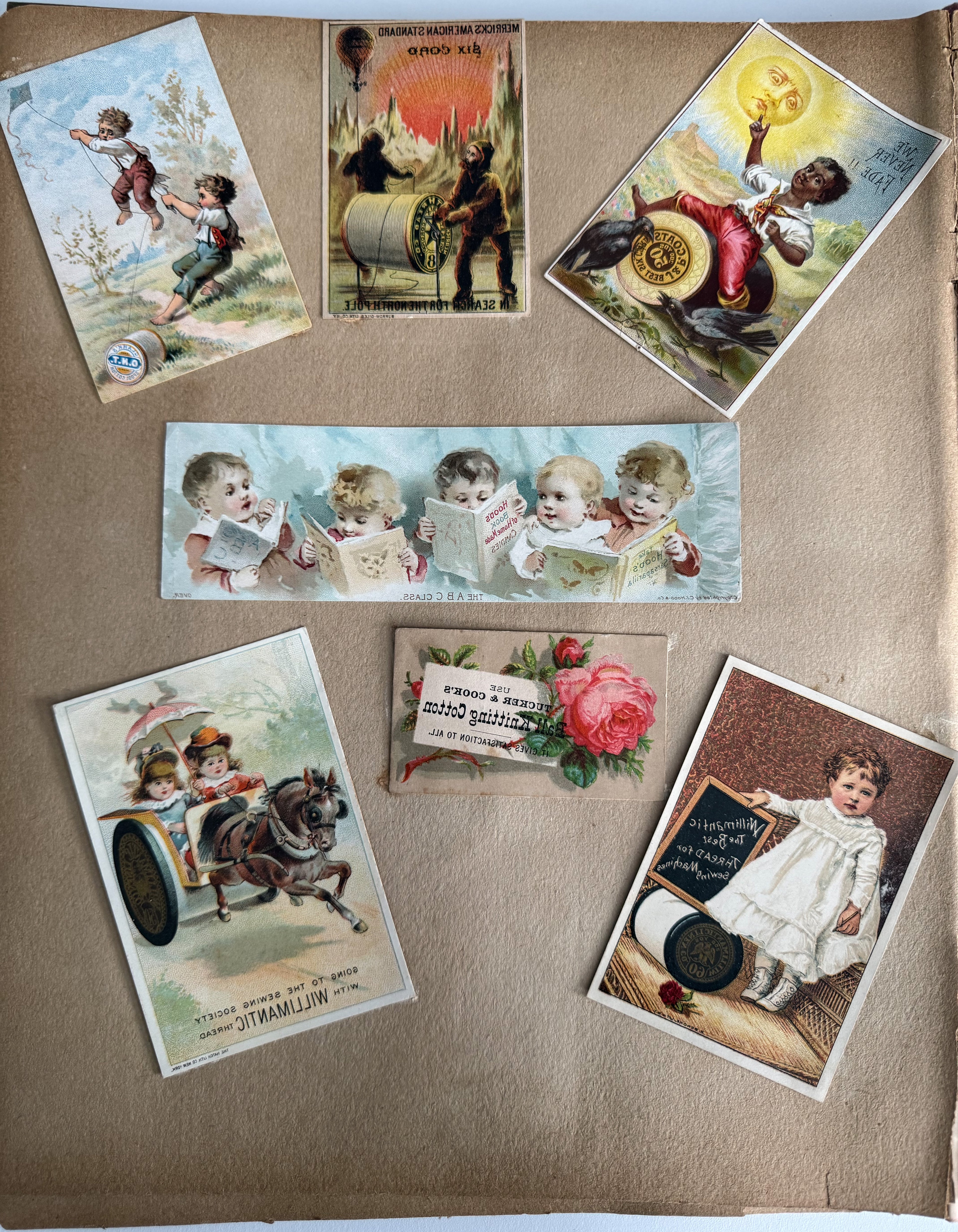 Rare 1880s Victorian Trade Card Album - Merchant’s Gargling Oil BASEBALL Set - Black Americana - Patent Medicine - Peacock Cover