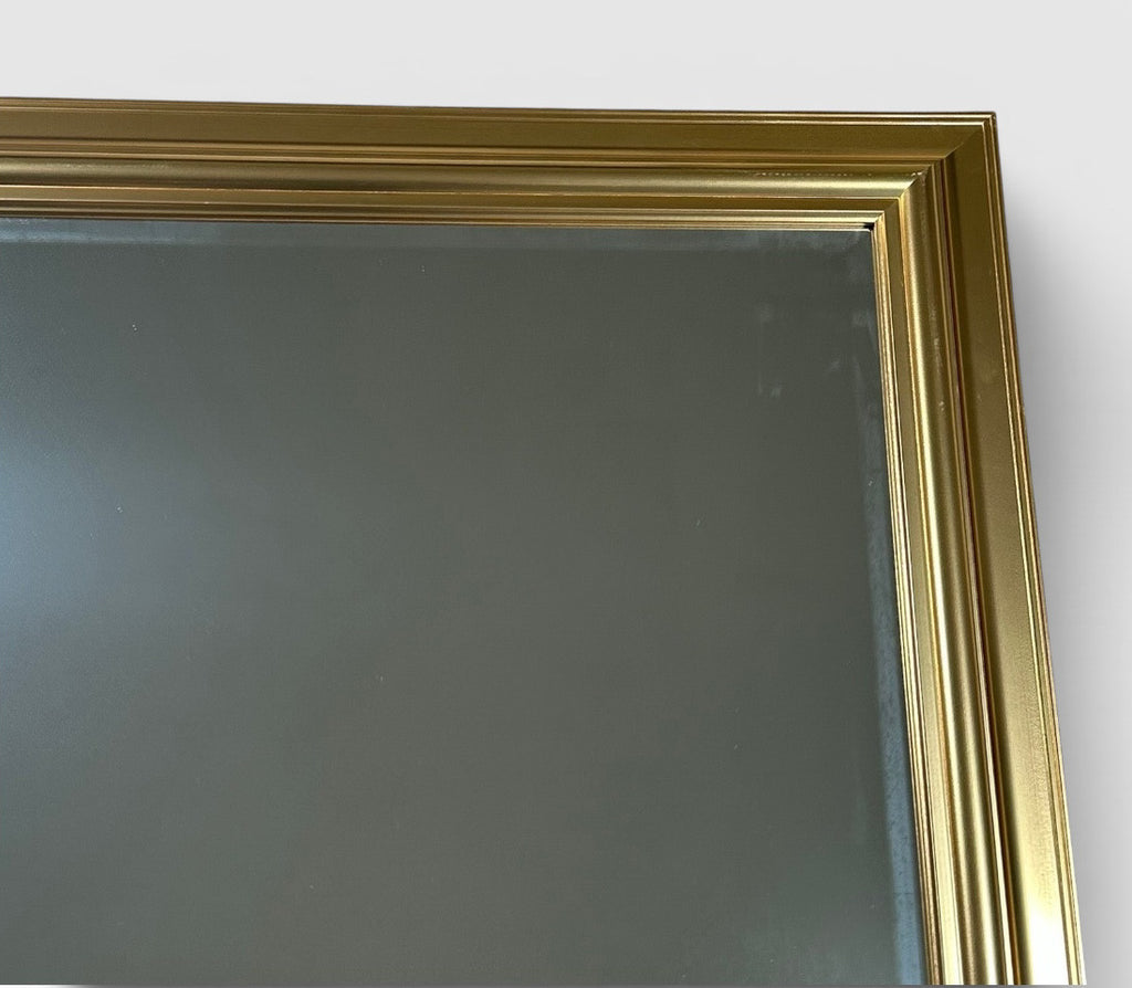 Large Contemporary Traditional Gold Gilt Beveled Glass Rectangular Wall Mirror