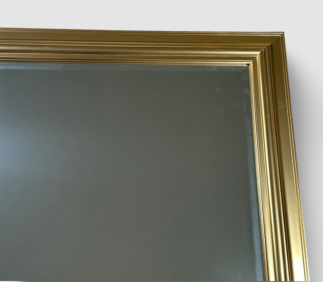 Large Contemporary Traditional Gold Gilt Beveled Glass Rectangular Wall Mirror
