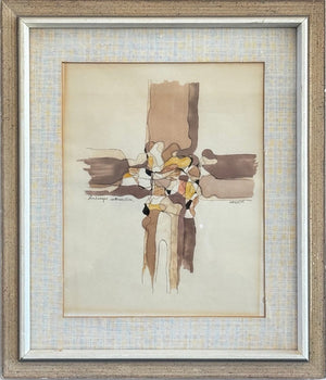 Vintage 1965 Abstract Casein Collage Signed By Sheer