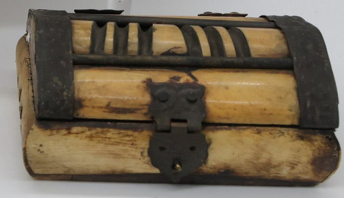 Curated Set of 3 Vintage Handcrafted Camel Bone & Brass Trinket Boxes