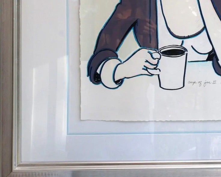 Large R.J. Hohimer Signed Limited Edition Serigraph Cup of Joe II Framed Pop Art