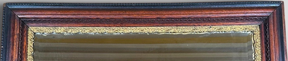 Antique Nineteenth Century Victorian Walnut Overmantel Mirror Gold Gilt Gesso Border