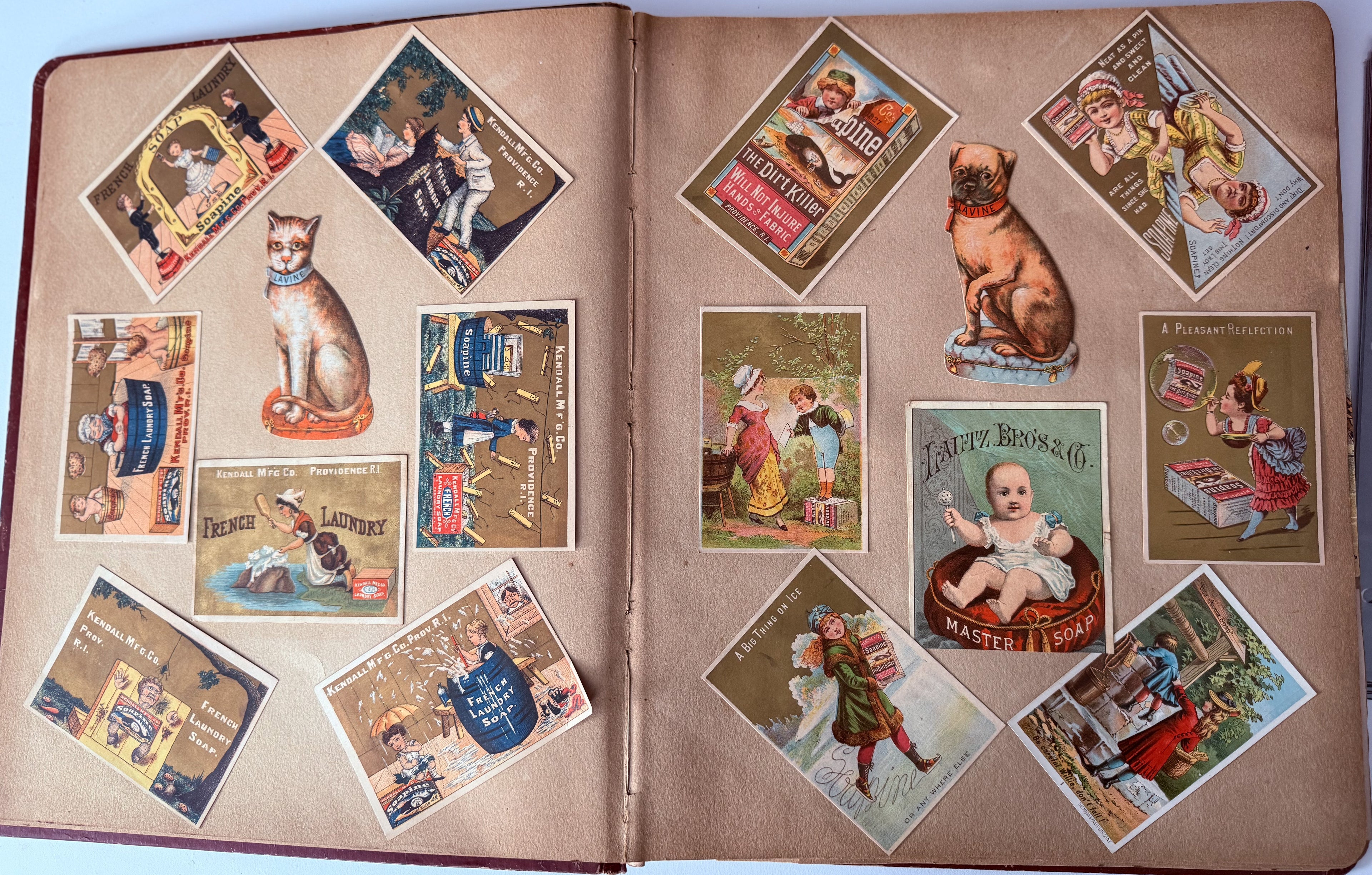 Rare 1880s Victorian Trade Card Album - Merchant’s Gargling Oil BASEBALL Set - Black Americana - Patent Medicine - Peacock Cover