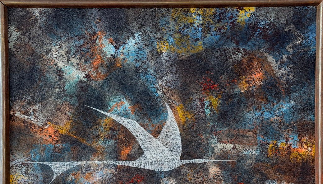 Original Leonardo Nierman Painting Bird In Flight Large 1959 Oil On Masonite Modernist Statement Piece - 50” x 41”