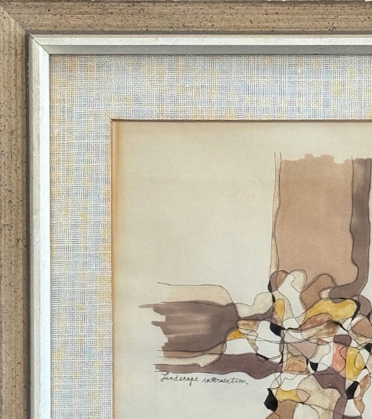 Vintage 1965 Abstract Casein Collage Signed By Sheer