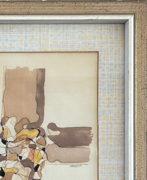 Vintage 1965 Abstract Casein Collage Signed By Sheer