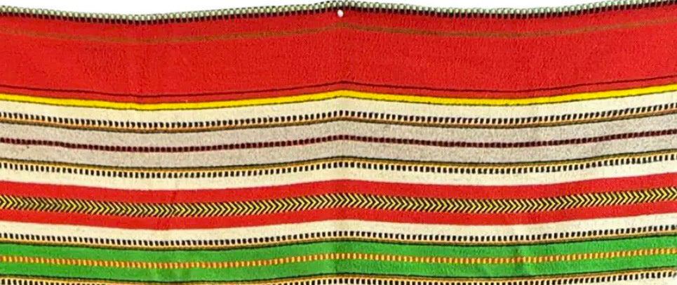 Vintage Mid-Century Mexican Hand-Woven Wool Serape — 83" x 57"