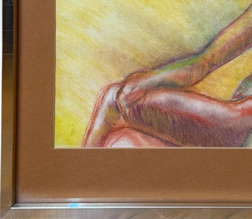 Original Andi Pepper Expressive Nude Figure Study Drawing Vibrant Mid Century Modern Style