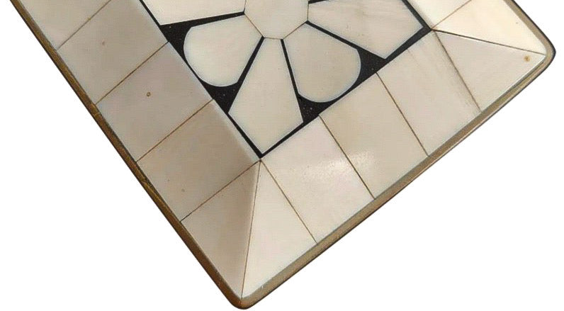 Vintage Handcrafted Bone Inlay and Brass Trim Trinket Box