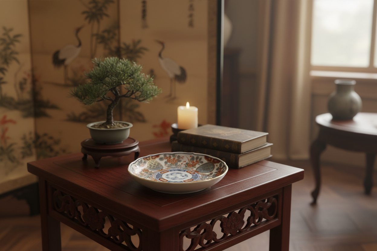 19th Century Japanese Imari Scalloped Dish in home