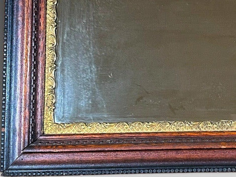 Antique Nineteenth Century Victorian Walnut Overmantel Mirror Gold Gilt Gesso Border