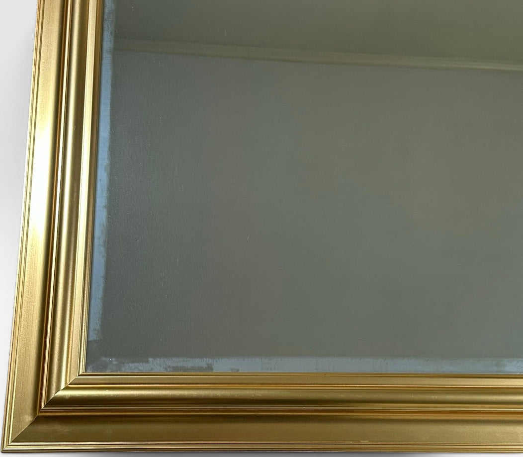 Large Contemporary Traditional Gold Gilt Beveled Glass Rectangular Wall Mirror