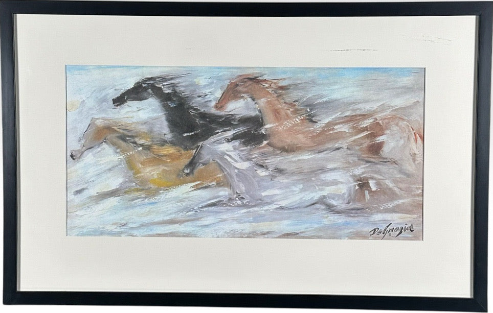Vintage Ettore Ted DeGrazia Free as the Wind Framed Southwestern Horse Art Print