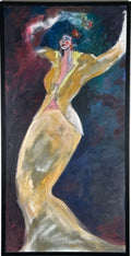 Large Original Figurative Expressionist Female Dancer Oil Painting Framed