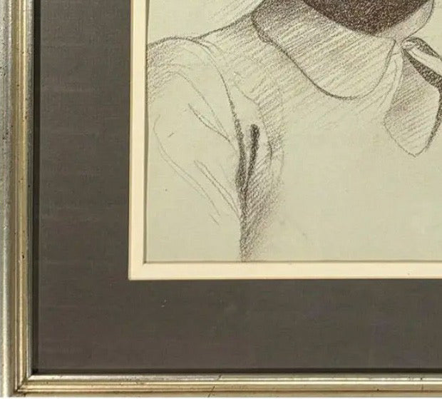 Woodi Ishmael Signed 1971 Charcoal and Pastel Portrait of a Woman