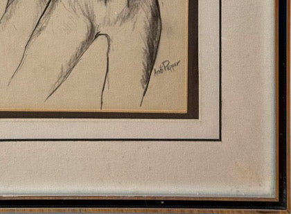 Original Andi Pepper Dual Figure Study Charcoal Drawing Contemporary Nude Fine Art