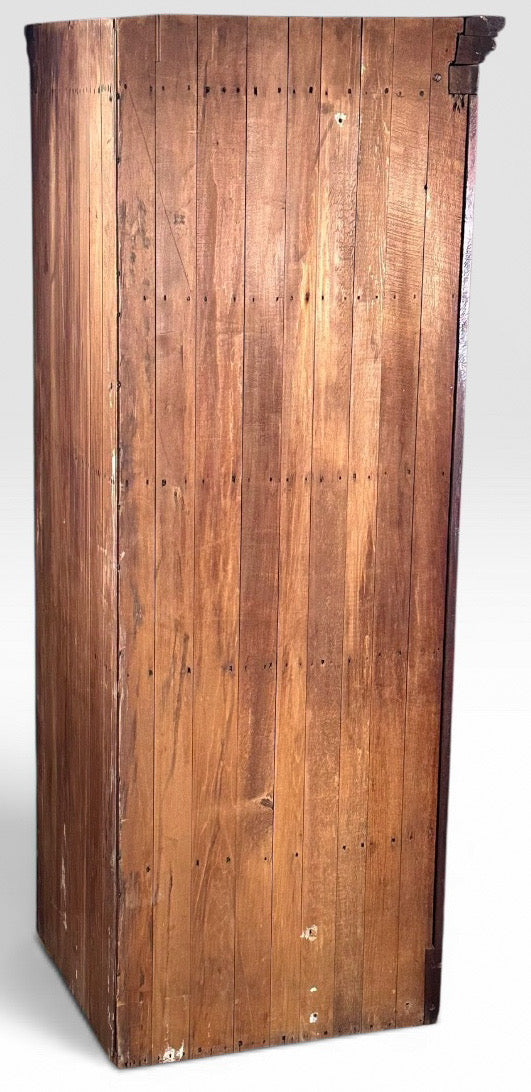 Antique Nineteenth Century American Country Pine Curved Bow Front Corner Cupboard Cabinet