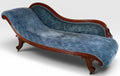 Antique Victorian Mahogany Swan Back Velvet Chaise Longue