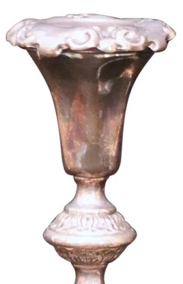 Pair of 12-Inch Antique Norblin and Co. Warsaw Silver-Plate Sabbath Candlesticks - Ornate Victorian Repoussé Judaica