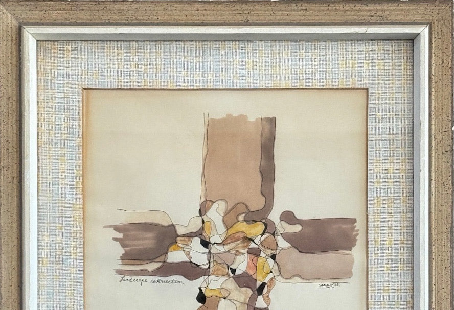 Vintage 1965 Abstract Casein Collage Signed By Sheer