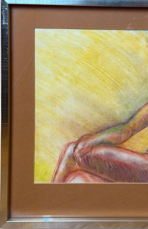 Original Andi Pepper Expressive Nude Figure Study Drawing Vibrant Mid Century Modern Style