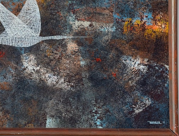 Original Leonardo Nierman Painting Bird In Flight Large 1959 Oil On Masonite Modernist Statement Piece - 50” x 41”
