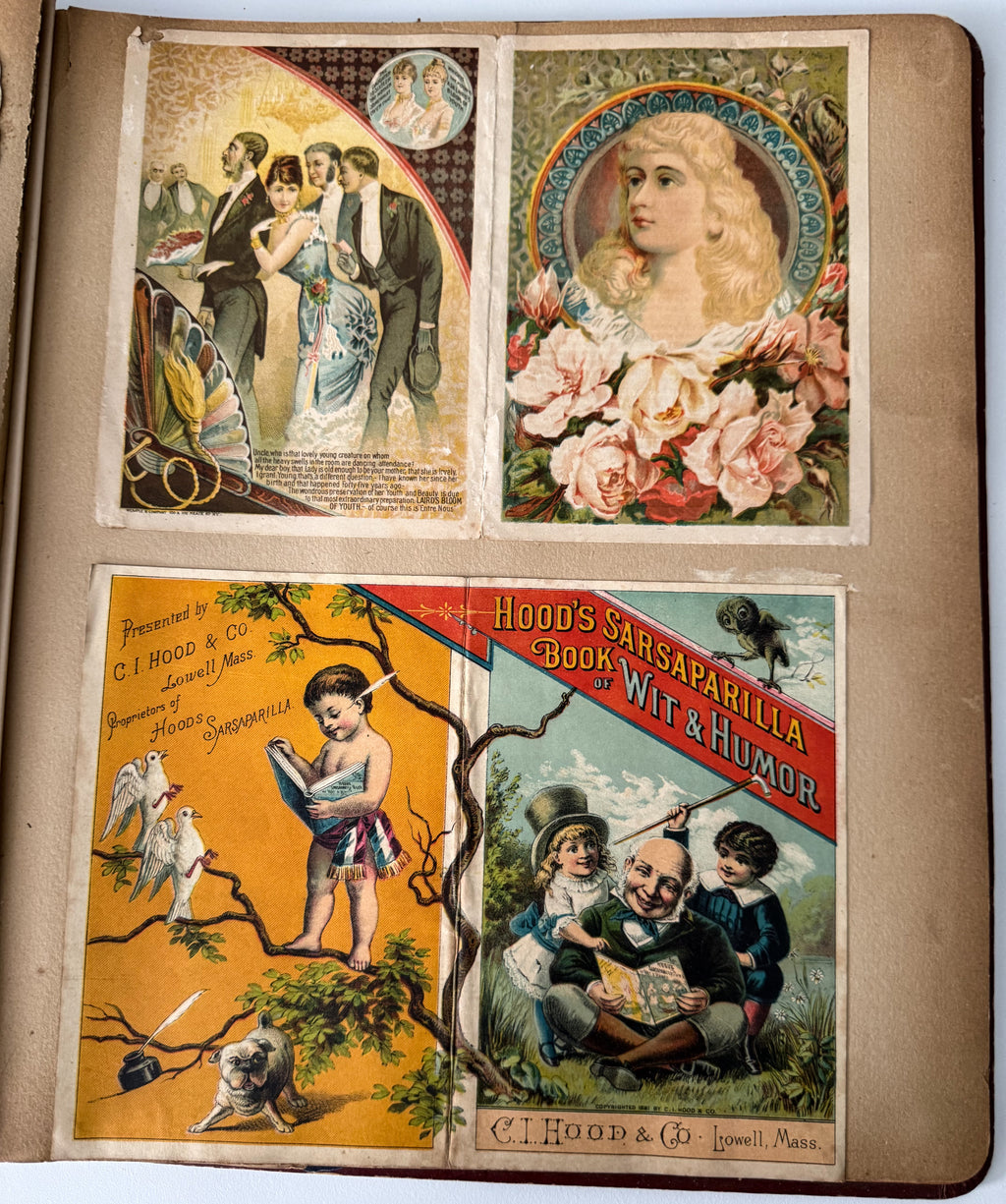 Rare 1880s Victorian Trade Card Album - Merchant’s Gargling Oil BASEBALL Set - Black Americana - Patent Medicine - Peacock Cover