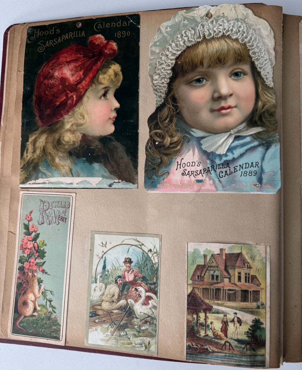 Rare 1880s Victorian Trade Card Album - Merchant’s Gargling Oil BASEBALL Set - Black Americana - Patent Medicine - Peacock Cover