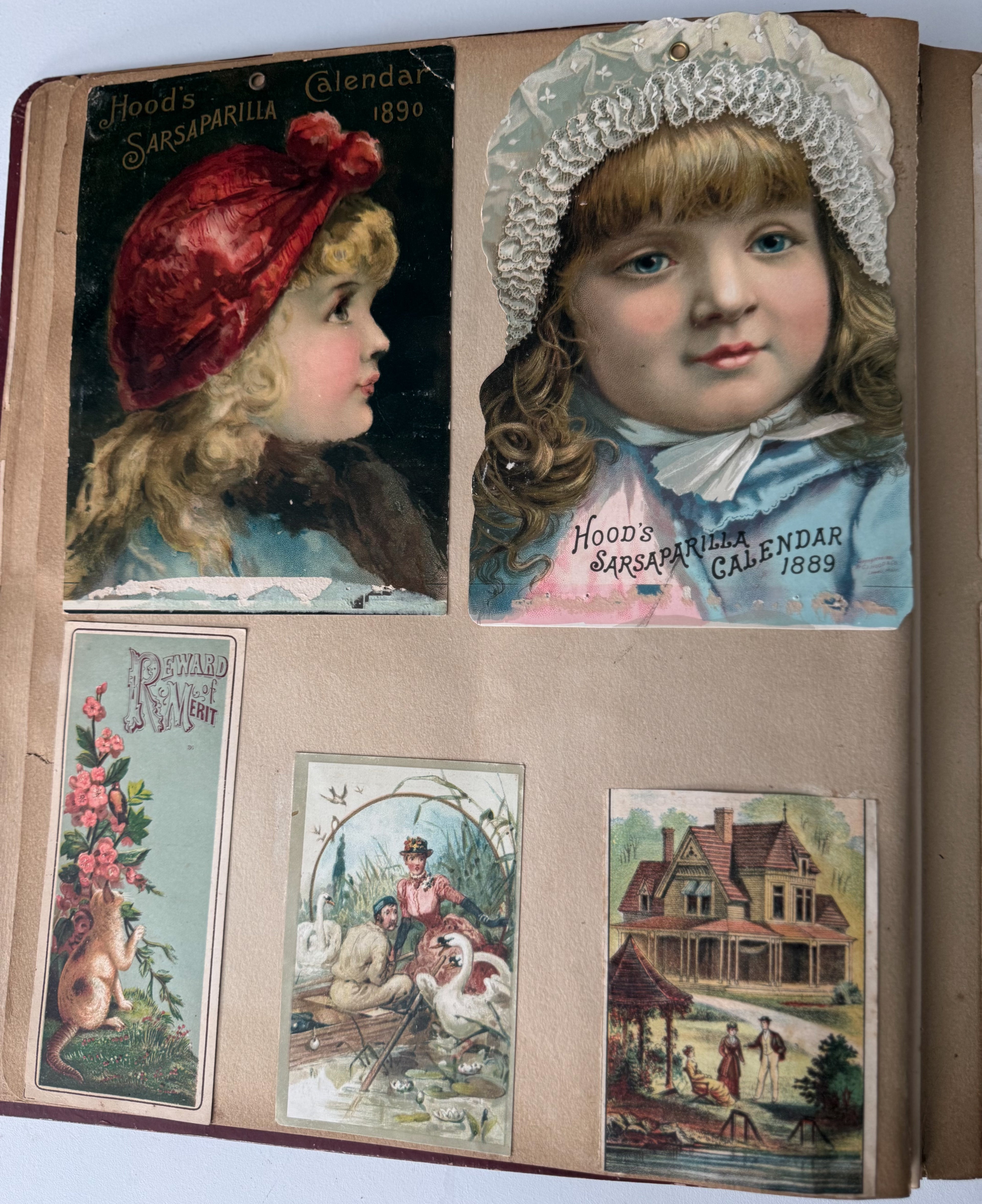 Rare 1880s Victorian Trade Card Album - Merchant’s Gargling Oil BASEBALL Set - Black Americana - Patent Medicine - Peacock Cover