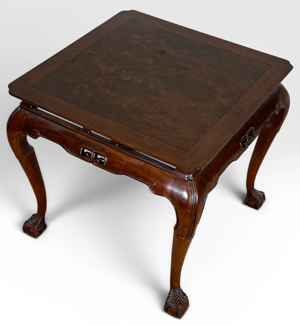 Vintage Drexel Heritage Ming Treasure Burlwood Asian Modern Side Table