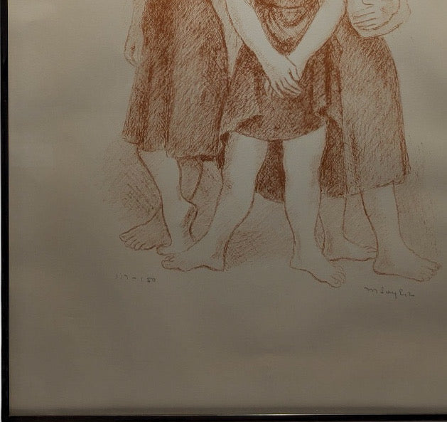 Signed Moses Soyer Original Figurative Lithograph Three Women In Kulicke Frame