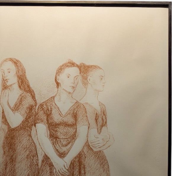 Signed Moses Soyer Original Figurative Lithograph Three Women In Kulicke Frame