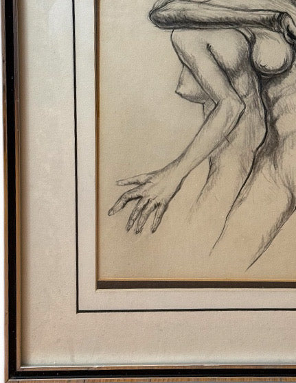 Original Andi Pepper Dual Figure Study Charcoal Drawing Contemporary Nude Fine Art