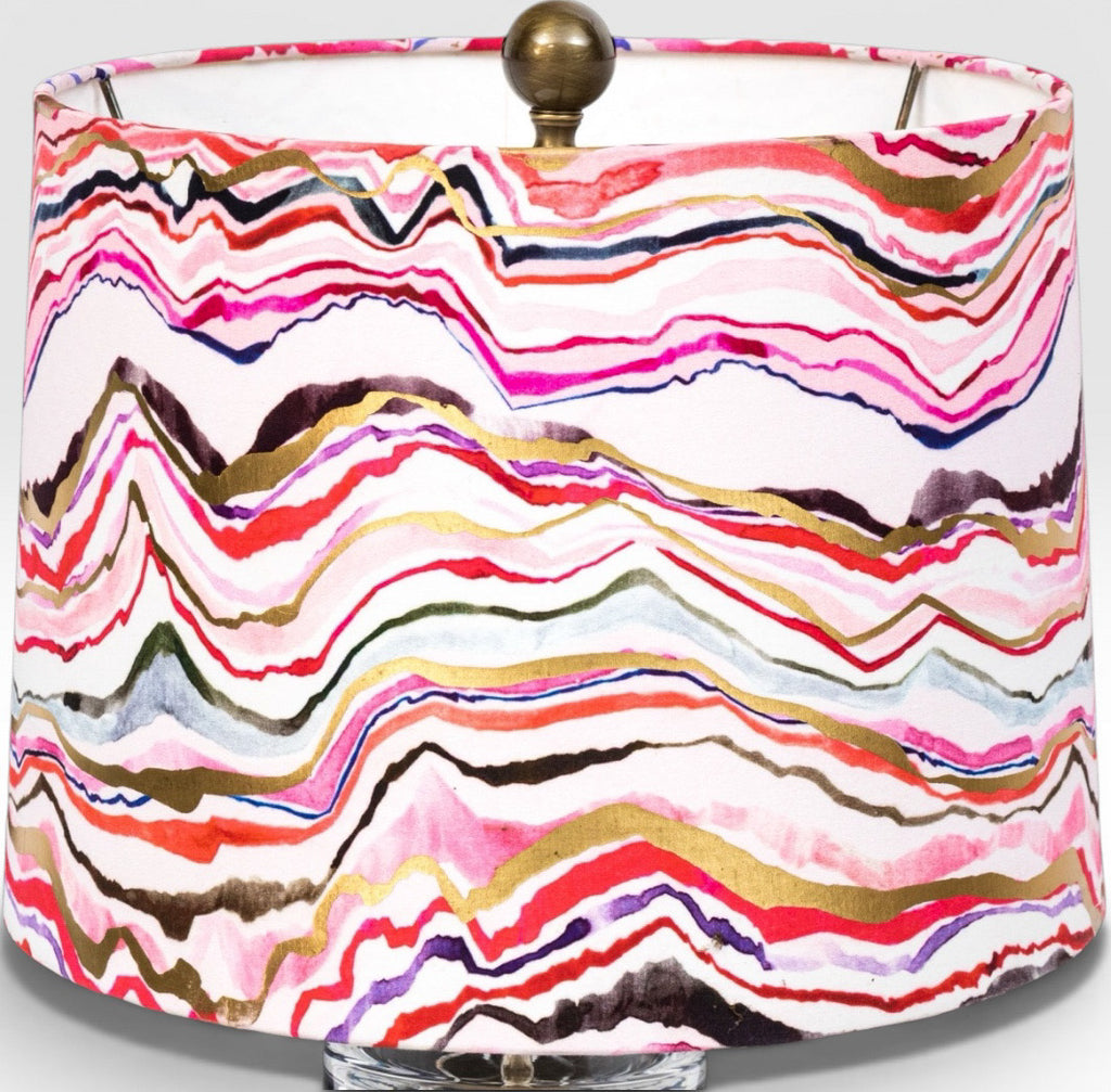 Vintage Waterford Cut Crystal Table Lamp With Custom Agate Drum Shade