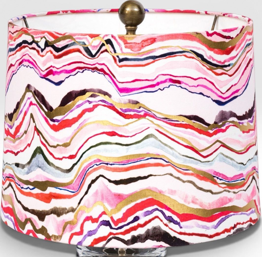 Vintage Waterford Cut Crystal Table Lamp With Custom Agate Drum Shade