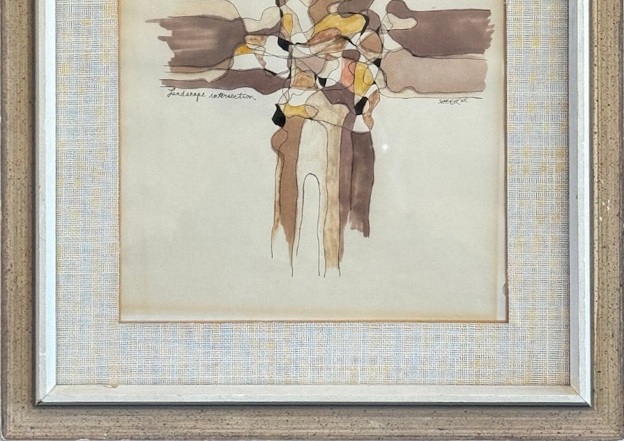 Vintage 1965 Abstract Casein Collage Signed By Sheer