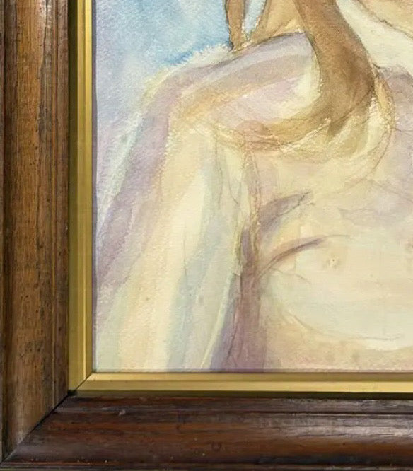1979 Signed Steve LeBailly Original Watercolor – "Lady in Lavender" Figurative Portrait