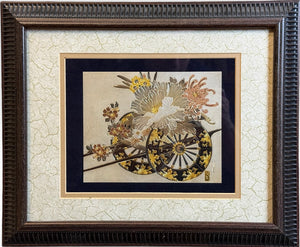 Vintage 20th Century Signed Keigetsu Hanaguruma Chokin Art 24KT Gold And Silver Engraving