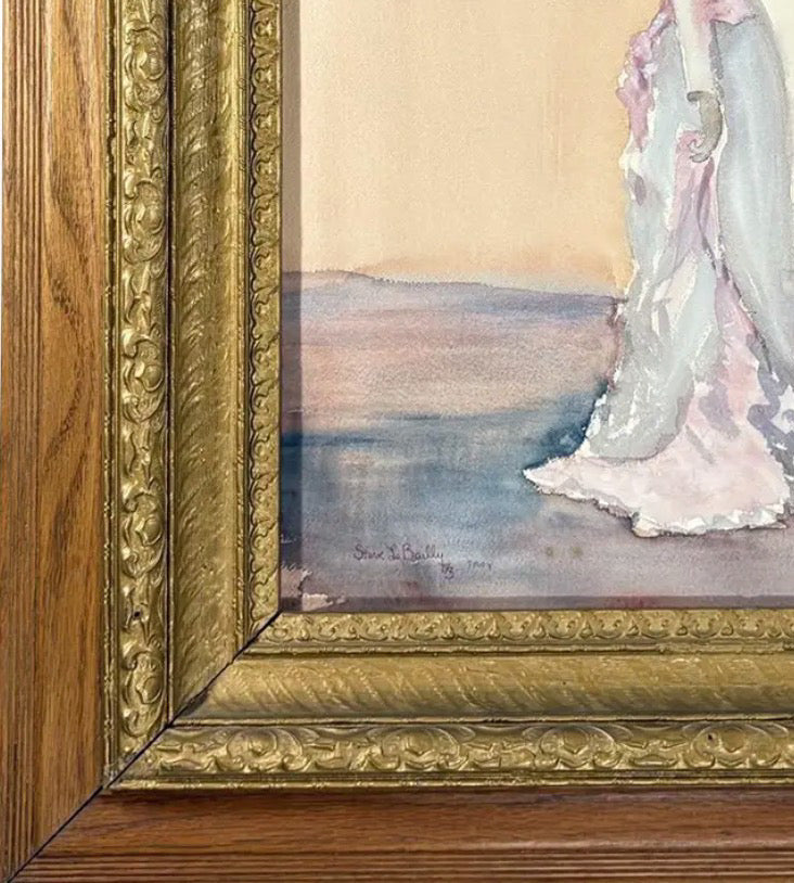 Original Steve LeBailly Signed Watercolor Portrait After Whistler Adeline Grand Ornate Gilt Frame histler