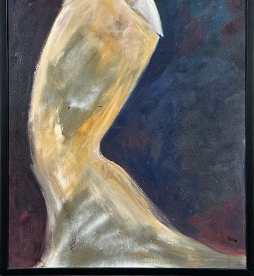 Large Original Figurative Expressionist Female Dancer Oil Painting Framed
