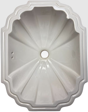 Vintage Sherle Wagner Scalloped White Porcelain Drop-In Sink Basin Fluted Hollywood Regency