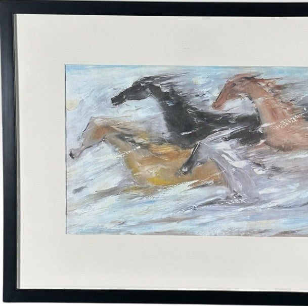 Vintage Ettore Ted DeGrazia Free as the Wind Framed Southwestern Horse Art Print
