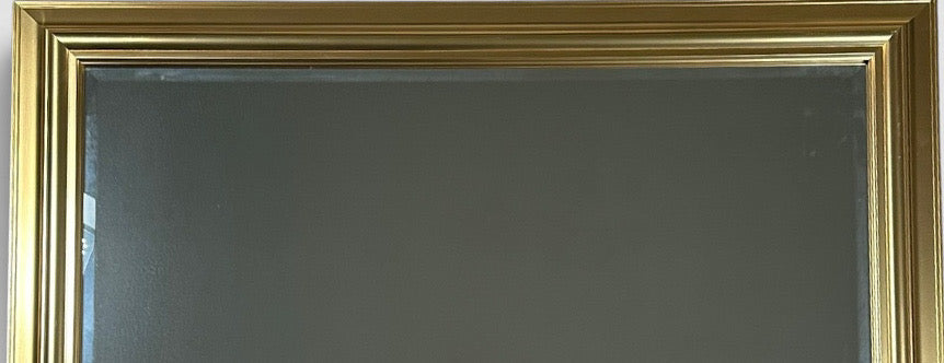 Large Contemporary Traditional Gold Gilt Beveled Glass Rectangular Wall Mirror
