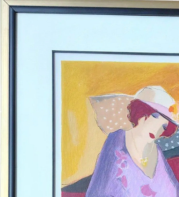 Impressive Hand-Signed Itzchak Tarkay Serigraph - Seated Lady in Purple - Limited Edition 75/350