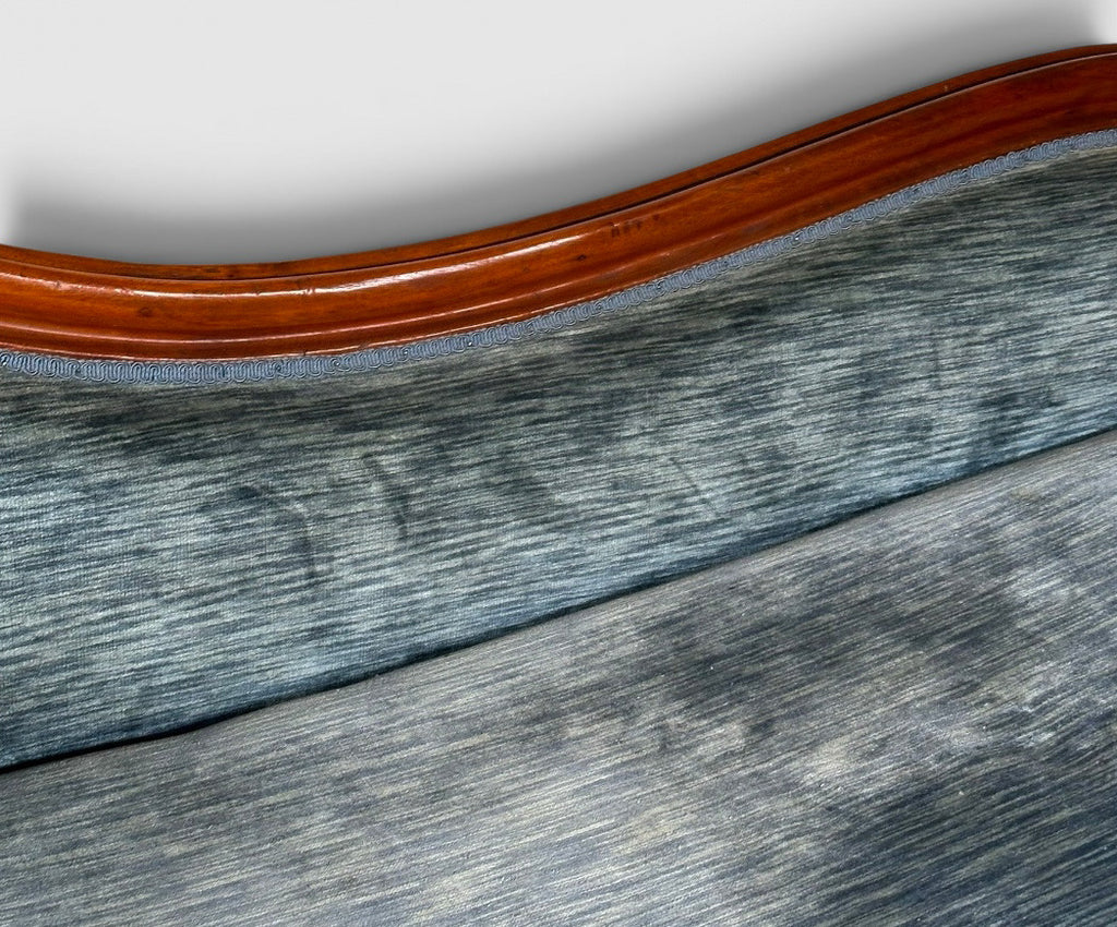 Antique Victorian Mahogany Swan Back Velvet Chaise Longue