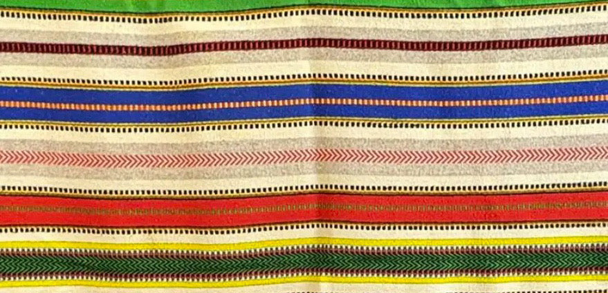 Vintage Mid-Century Mexican Hand-Woven Wool Serape — 83" x 57"