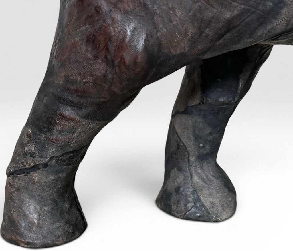 Vintage Mid-Century Leather-Wrapped Elephant Floor Sculpture